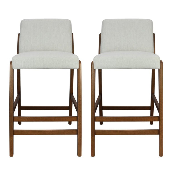 English Elm Eli Rubberwood Barstools Set of 2 Padded Seats Walnut-Toned Frame for Kitchen Islands Walnut N775P372299W