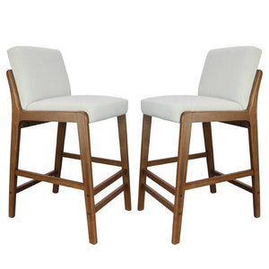 English Elm Eli Rubberwood Barstools Set of 2 Padded Seats Walnut-Toned Frame for Kitchen Islands Walnut N775P372299W