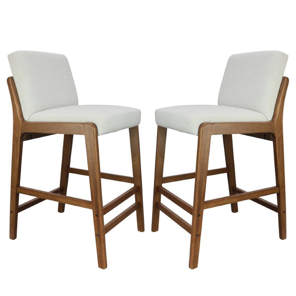 English Elm Eli Rubberwood Barstools Set of 2 Padded Seats Walnut-Toned Frame for Kitchen Islands Walnut N775P372299W
