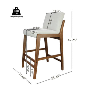 English Elm Eli Rubberwood Barstools Set of 2 Padded Seats Walnut-Toned Frame for Kitchen Islands Walnut N775P372299W