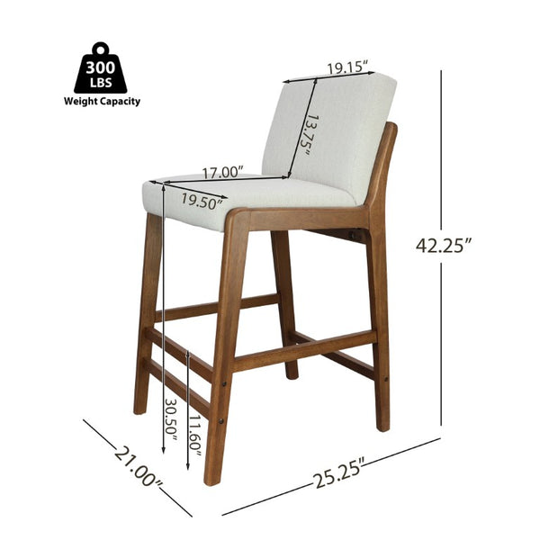 English Elm Eli Rubberwood Barstools Set of 2 Padded Seats Walnut-Toned Frame for Kitchen Islands Walnut N775P372299W
