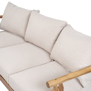 English Elm Cove Solid Acacia Wood Outdoor Sofa Three Seat Teak Finish with UV Resistant Cushions N775P372544T