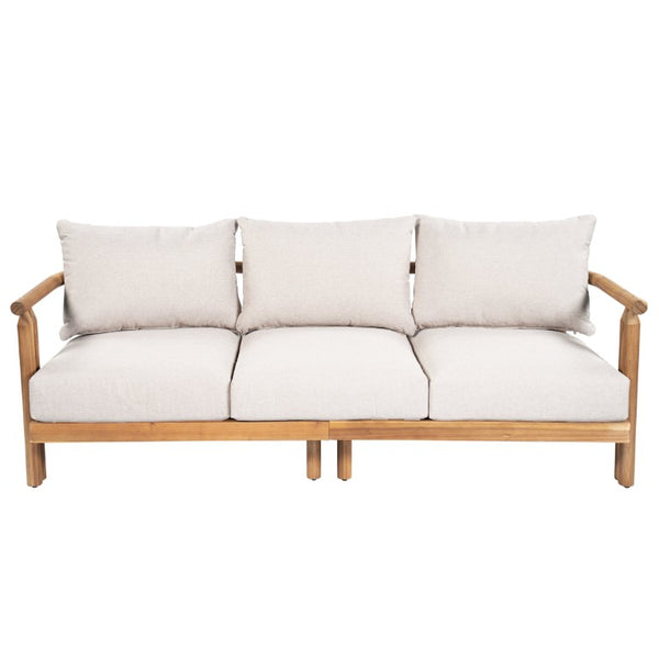 English Elm Cove Solid Acacia Wood Outdoor Sofa Three Seat Teak Finish with UV Resistant Cushions N775P372544T