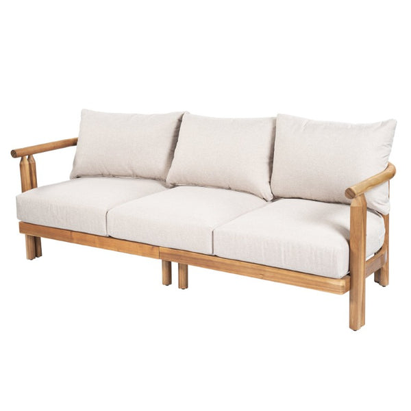 English Elm Cove Solid Acacia Wood Outdoor Sofa Three Seat Teak Finish with UV Resistant Cushions N775P372544T