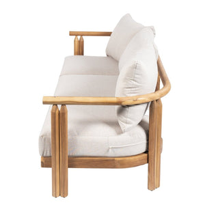 English Elm Cove Solid Acacia Wood Outdoor Sofa Three Seat Teak Finish with UV Resistant Cushions N775P372544T