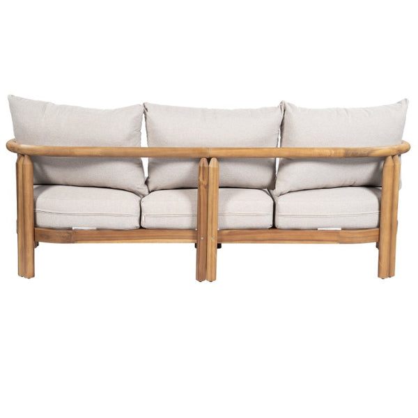 English Elm Cove Solid Acacia Wood Outdoor Sofa Three Seat Teak Finish with UV Resistant Cushions N775P372544T