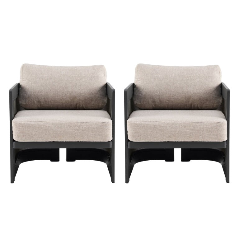 English Elm Mona Outdoor Club Chair Set of 2 Aluminum Mesh Back with Olefin Cushions Patio N775P372936B