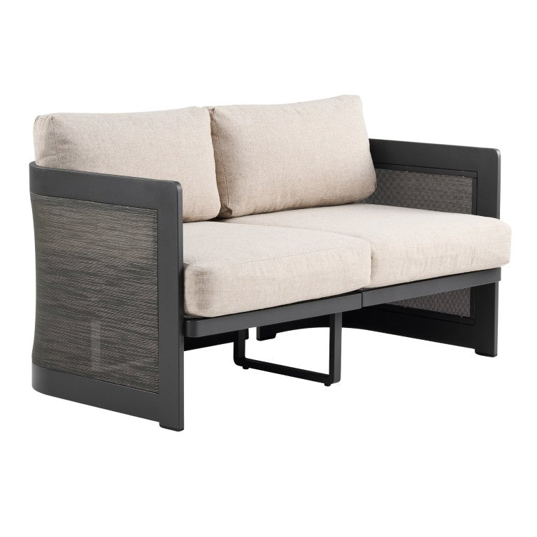 English Elm Mona Outdoor Loveseat Powder Coated Aluminum Frame with Mesh Panels and Olefin Cushions N775P373274B