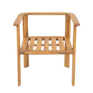 English Elm Kaja Outdoor Solid Acacia Wood Dining Chairs Teak Finish Cushioned Patio Set of 2 N775P374499T