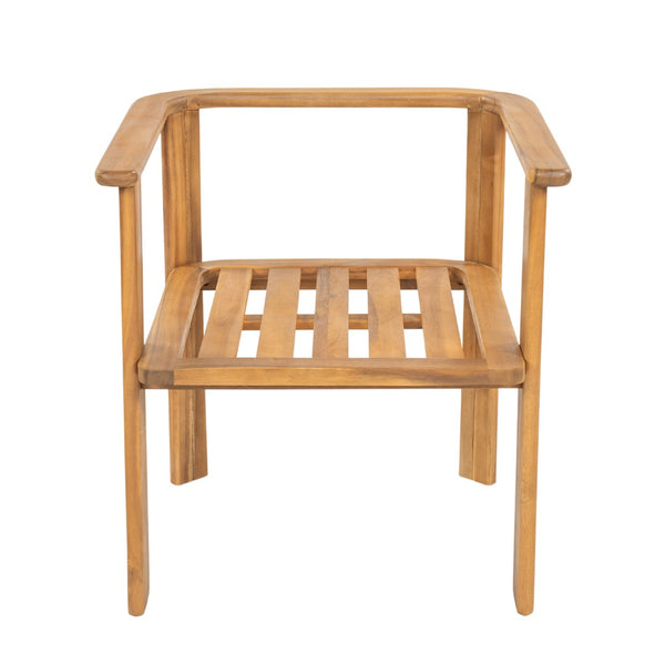 English Elm Kaja Outdoor Solid Acacia Wood Dining Chairs Teak Finish Cushioned Patio Set of 2 N775P374499T