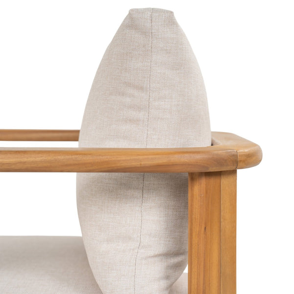 English Elm Kaja Outdoor Solid Acacia Wood Dining Chairs Teak Finish Cushioned Patio Set of 2 N775P374499T