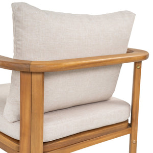 English Elm Kaja Outdoor Solid Acacia Wood Dining Chairs Teak Finish Cushioned Patio Set of 2 N775P374499T