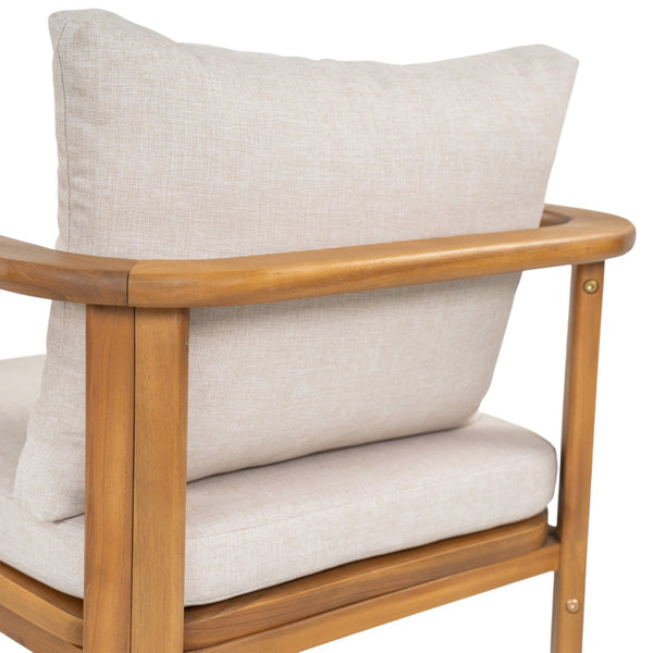 English Elm Kaja Outdoor Solid Acacia Wood Dining Chairs Teak Finish Cushioned Patio Set of 2 N775P374499T