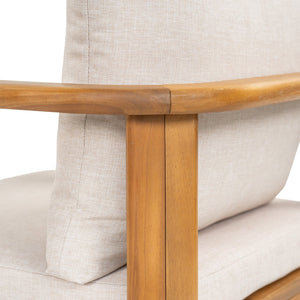 English Elm Kaja Outdoor Solid Acacia Wood Dining Chairs Teak Finish Cushioned Patio Set of 2 N775P374499T