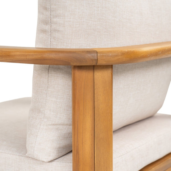 English Elm Kaja Outdoor Solid Acacia Wood Dining Chairs Teak Finish Cushioned Patio Set of 2 N775P374499T