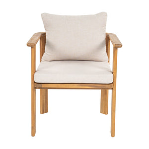 English Elm Kaja Outdoor Solid Acacia Wood Dining Chairs Teak Finish Cushioned Patio Set of 2 N775P374499T