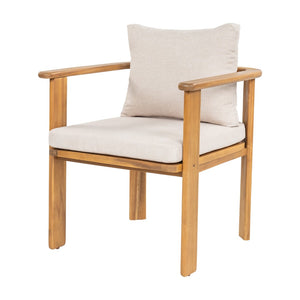 English Elm Kaja Outdoor Solid Acacia Wood Dining Chairs Teak Finish Cushioned Patio Set of 2 N775P374499T