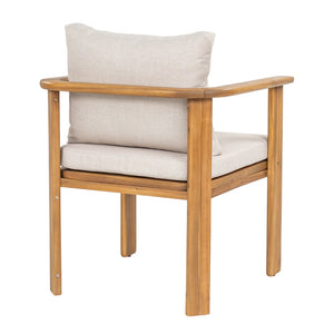 English Elm Kaja Outdoor Solid Acacia Wood Dining Chairs Teak Finish Cushioned Patio Set of 2 N775P374499T
