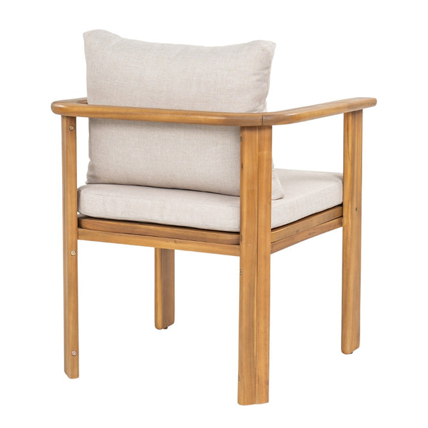 English Elm Kaja Outdoor Solid Acacia Wood Dining Chairs Teak Finish Cushioned Patio Set of 2 N775P374499T