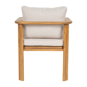 English Elm Kaja Outdoor Solid Acacia Wood Dining Chairs Teak Finish Cushioned Patio Set of 2 N775P374499T