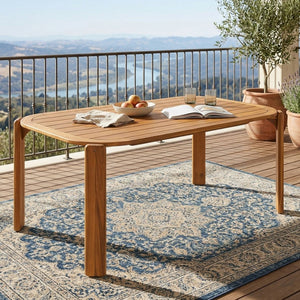 English Elm Kaja Solid Acacia Outdoor Dining Table with Slat Top and Teak Grain Finish N775P374500T
