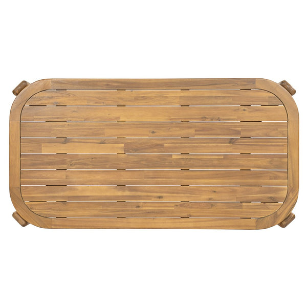 English Elm Kaja Solid Acacia Outdoor Dining Table with Slat Top and Teak Grain Finish N775P374500T