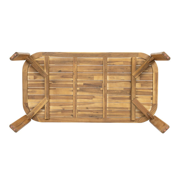 English Elm Kaja Solid Acacia Outdoor Dining Table with Slat Top and Teak Grain Finish N775P374500T