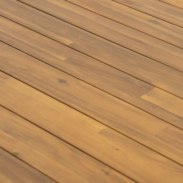 English Elm Kaja Solid Acacia Outdoor Dining Table with Slat Top and Teak Grain Finish N775P374500T