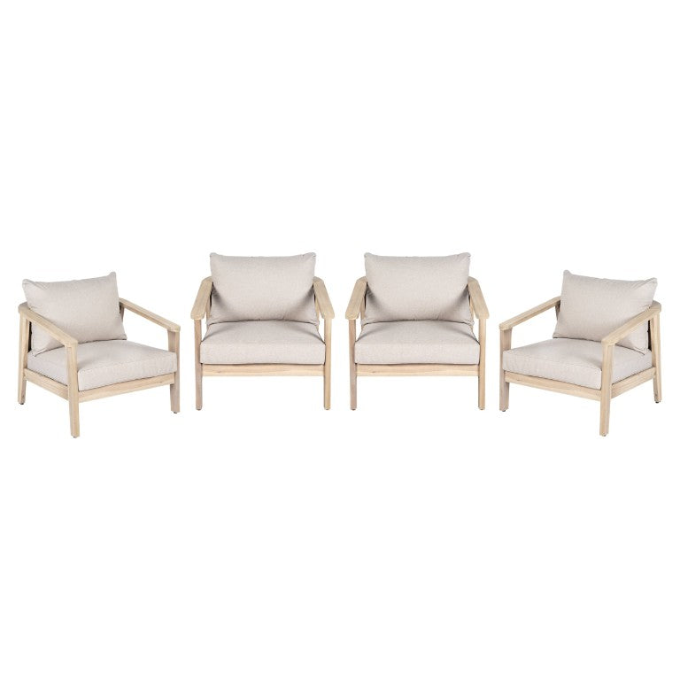 English Elm Hartford Outdoor Acacia Wood Wicker Club Chairs Coastal Patio Seating Pair Set of 4 N775P380693T-S4