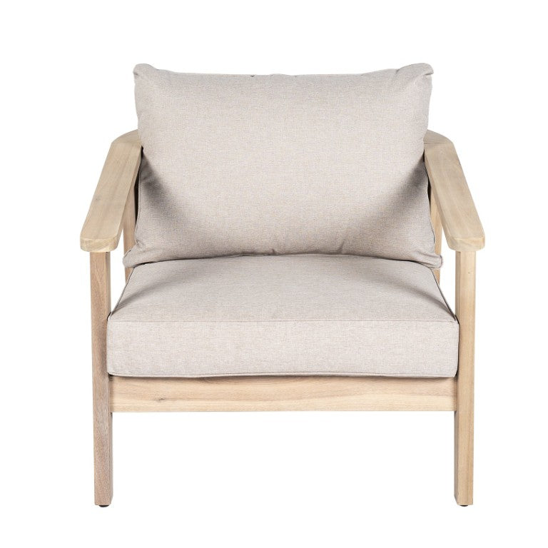 English Elm Hartford Outdoor Acacia Wood Wicker Club Chair Patio Seating with Cushion N775P380693T