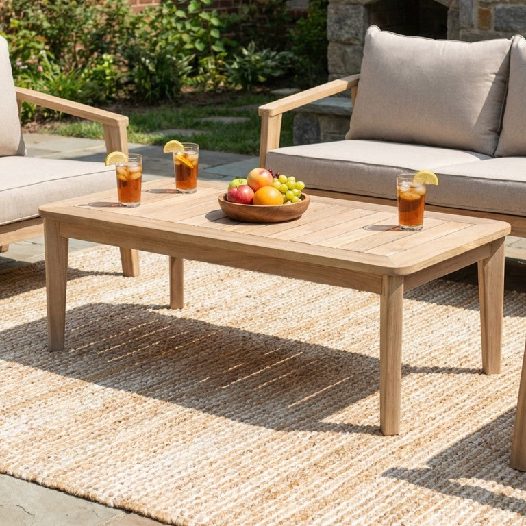 English Elm Hartford Outdoor Solid Acacia Wood Coffee Table with Spliced Grain Patio Design N775P380694T