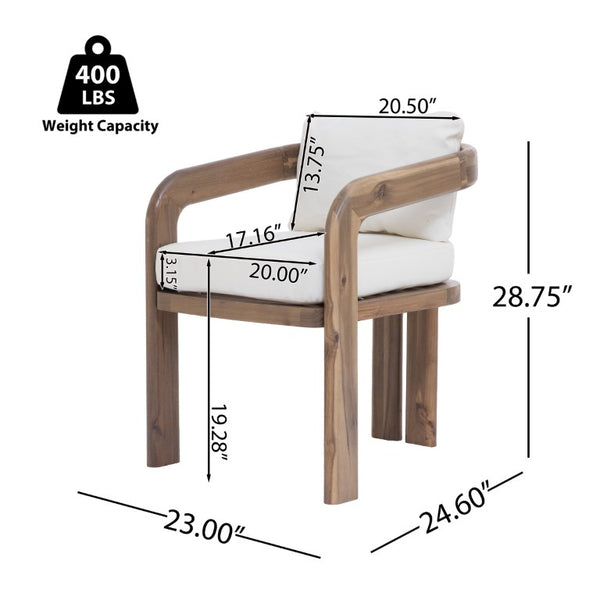 English Elm Kesden Solid Acacia Outdoor Dining Chairs with Cushions Rot Resistant Set of 2 N775P385672N
