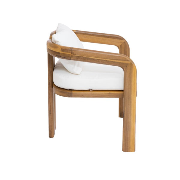 English Elm Arcora Solid Acacia Outdoor Dining Chairs Curved Armrest Teak Finish Set of 2 N775P385672T