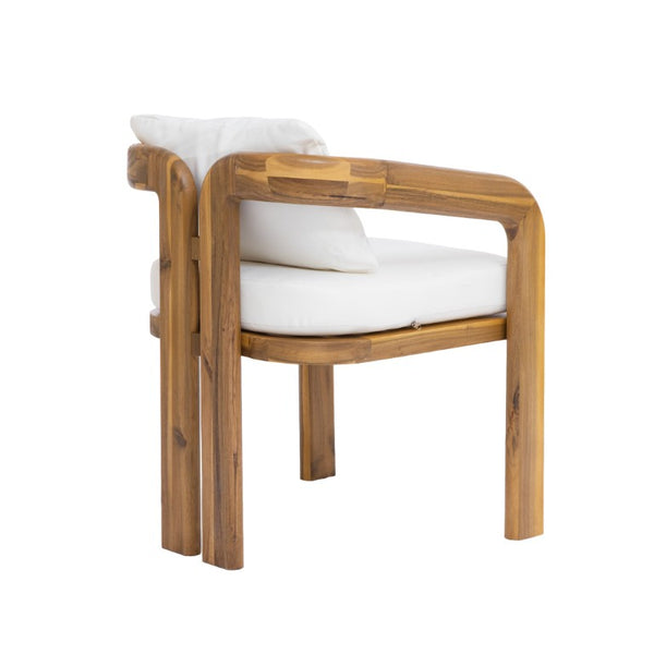 English Elm Arcora Solid Acacia Outdoor Dining Chairs Curved Armrest Teak Finish Set of 2 N775P385672T