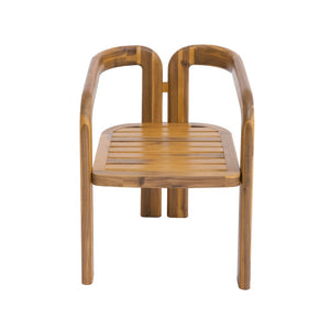English Elm Arcora Solid Acacia Outdoor Dining Chairs Curved Armrest Teak Finish Set of 2 N775P385672T