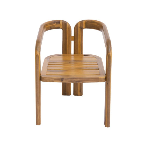 English Elm Arcora Solid Acacia Outdoor Dining Chairs Curved Armrest Teak Finish Set of 2 N775P385672T