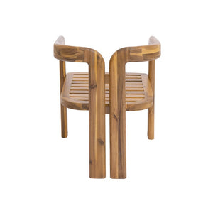 English Elm Arcora Solid Acacia Outdoor Dining Chairs Curved Armrest Teak Finish Set of 2 N775P385672T