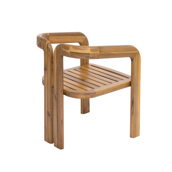English Elm Arcora Solid Acacia Outdoor Dining Chairs Curved Armrest Teak Finish Set of 2 N775P385672T