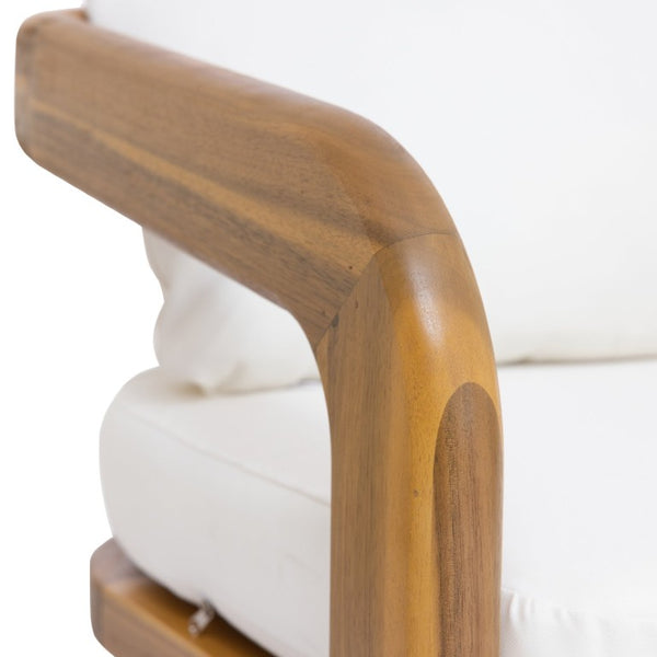 English Elm Arcora Solid Acacia Outdoor Dining Chairs Curved Armrest Teak Finish Set of 2 N775P385672T