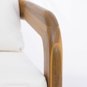 English Elm Arcora Solid Acacia Outdoor Dining Chairs Curved Armrest Teak Finish Set of 2 N775P385672T