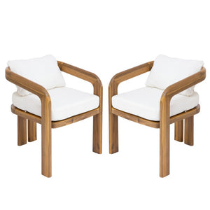 English Elm Arcora Solid Acacia Outdoor Dining Chairs Curved Armrest Teak Finish Set of 2 N775P385672T