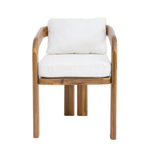 English Elm Arcora Solid Acacia Outdoor Dining Chairs Curved Armrest Teak Finish Set of 2 N775P385672T