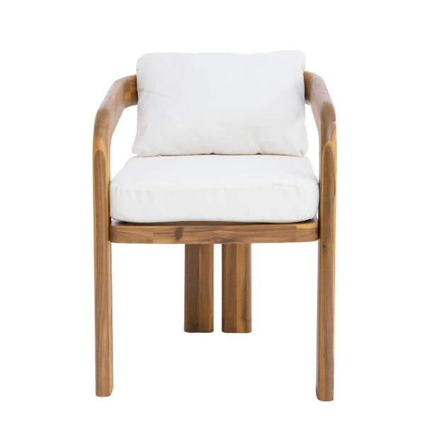 English Elm Arcora Solid Acacia Outdoor Dining Chairs Curved Armrest Teak Finish Set of 2 N775P385672T
