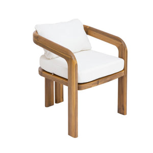 English Elm Arcora Solid Acacia Outdoor Dining Chairs Curved Armrest Teak Finish Set of 2 N775P385672T