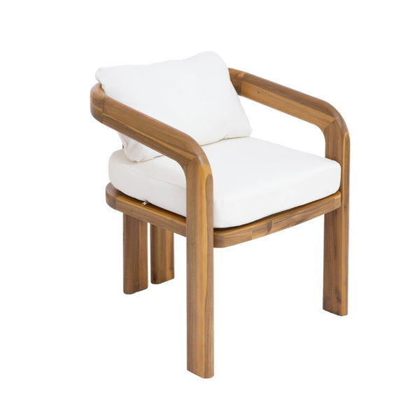 English Elm Arcora Solid Acacia Outdoor Dining Chairs Curved Armrest Teak Finish Set of 2 N775P385672T