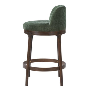 English Elm Chole Mid-Century Chenille Counter Stools with Walnut Tapered Legs for Kitchen Islands Green Set of 2 N775P385796G
