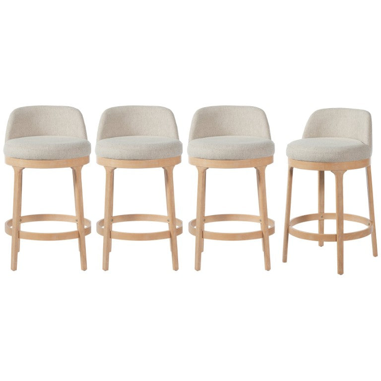 English Elm Chole Rubberwood Counter Stools Set of 4 Beige Cushioned Seats for Kitchen Islands N775P385796N-S4
