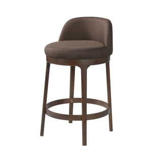 English Elm Chole Mid-Century Chenille Counter Stools with Walnut Tapered Legs for Kitchen Islands Taupe Set of 4 N775P385796T-S4