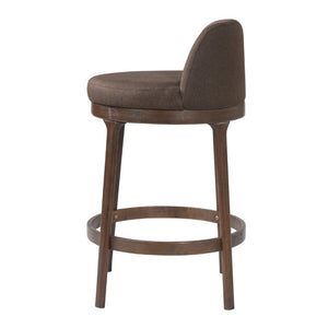 English Elm Chole Mid-Century Chenille Counter Stools with Walnut Tapered Legs for Kitchen Islands Taupe Set of 4 N775P385796T-S4