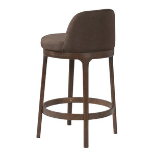 English Elm Chole Mid-Century Chenille Counter Stools with Walnut Tapered Legs for Kitchen Islands Taupe Set of 2 N775P385796T